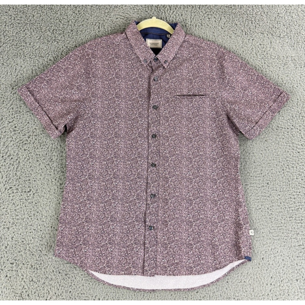 7Diamonds Button Down Shirt Men Med Purple Floral At‎ First Sight 4-Way Stretch